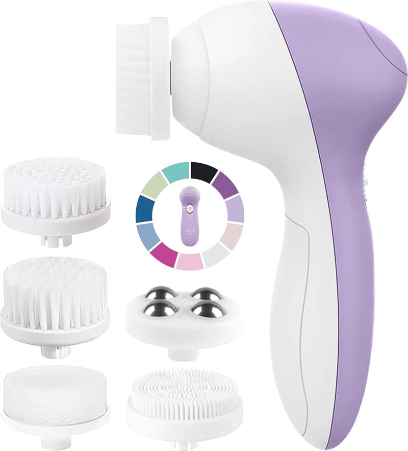 VISOFO Facial Cleansing Brush Face Scrubber Exfoliating Cleaning Skin Care Cleanser Wash Women Girls Electric Beauty Powered Exfoliator Skincare Spin Tools Scrub Washer Self Care by (Lilac Amethyst) - Image 1